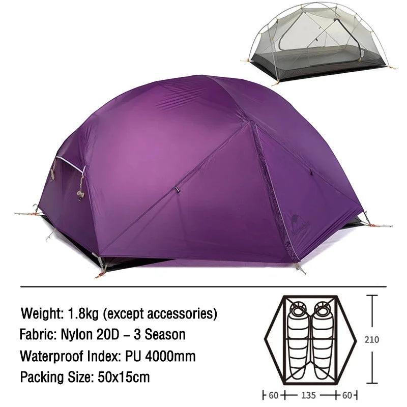 Ultralight 2-Person Camping Tent – Mongar Double-Layer Waterproof 3-Season Tent