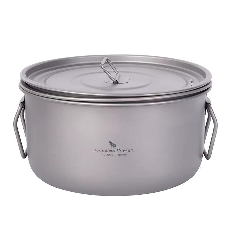 Load image into Gallery viewer, Titanium Camping Cookware Set - Multifunctional Steamer, Soup Pot, Frying Pan with Lid
