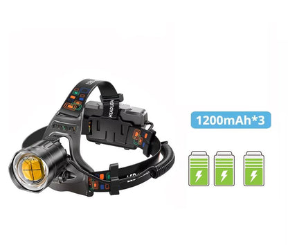  Ultra-Bright XHP90 LED Headlamp - Waterproof, Power Display, Perfect for Hunting, Fishing, and Exploration