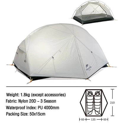 Ultralight 2-Person Camping Tent – Mongar Double-Layer Waterproof 3-Season Tent