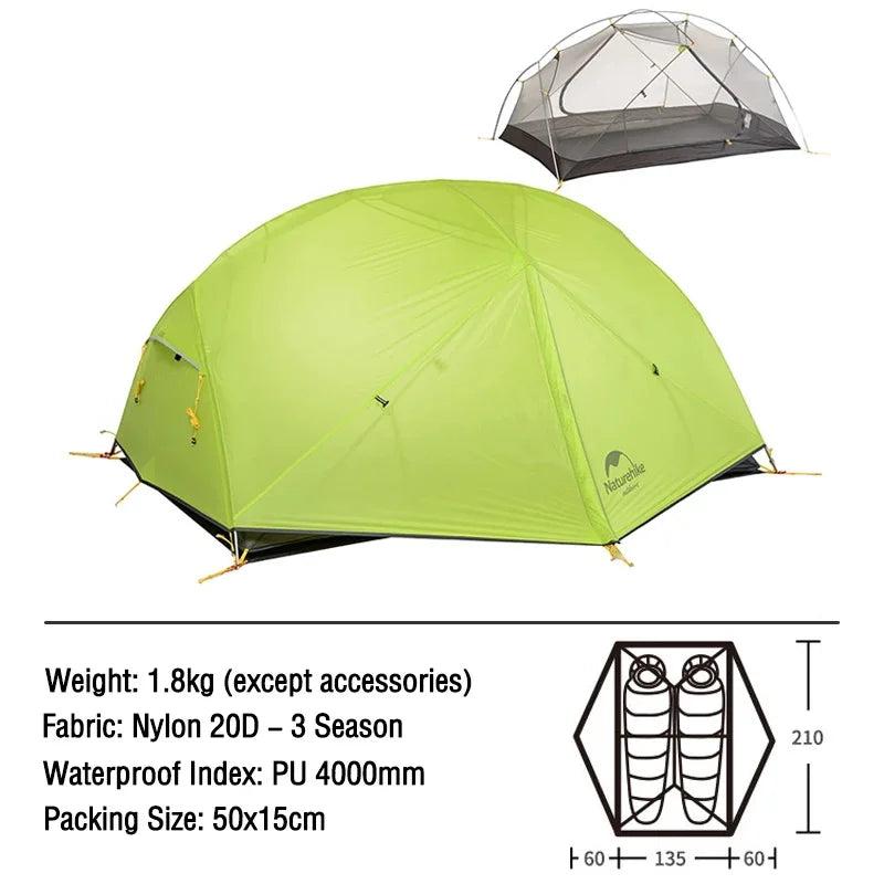 Ultralight 2-Person Camping Tent – Mongar Double-Layer Waterproof 3-Season Tent