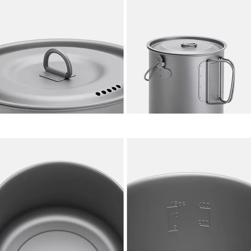 Load image into Gallery viewer, Titanium Camping Cookware Set - Foldable Pot, Frying Pan, Cup, and Utensils
