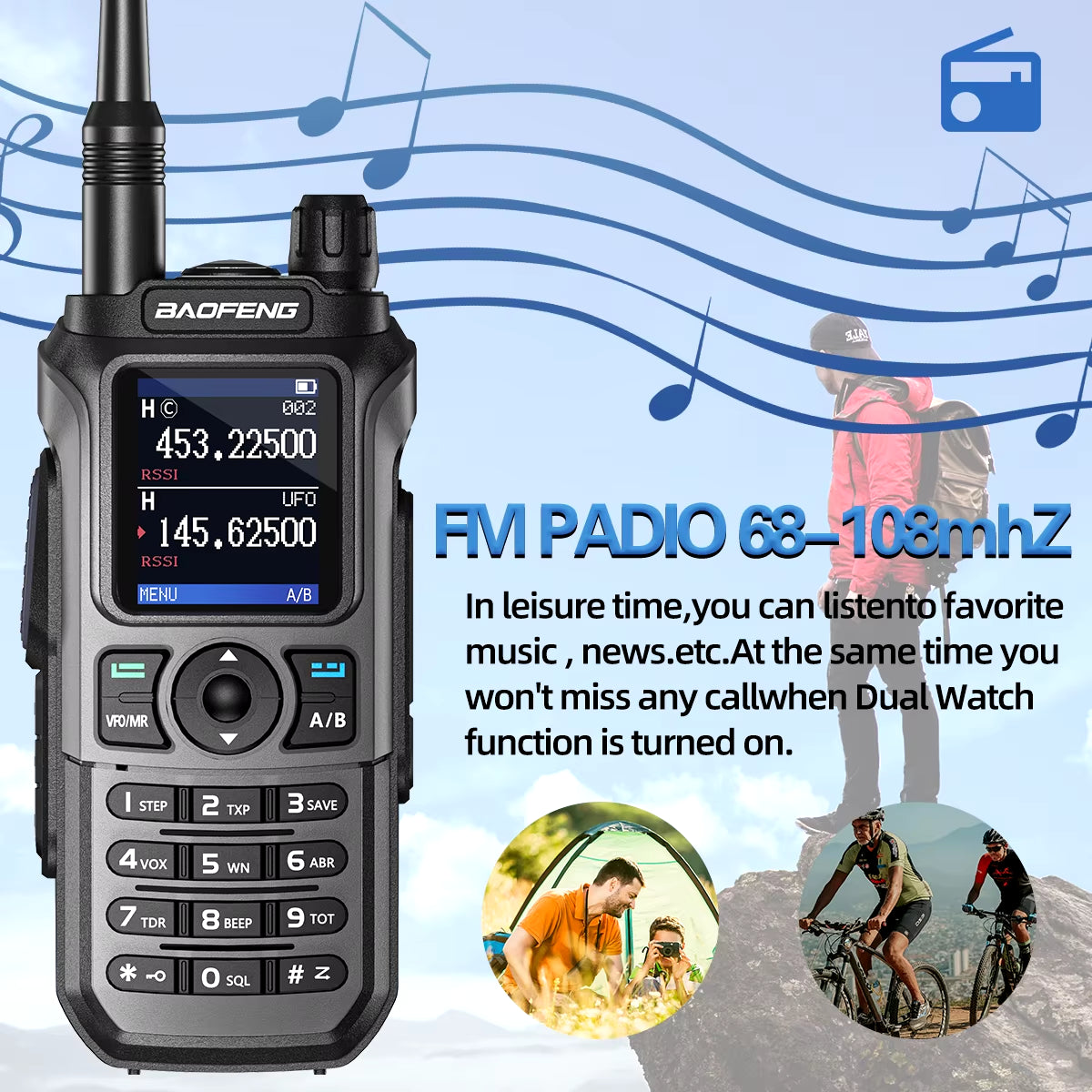 UV-21 Pro V2 Multi-Band Waterproof Walkie Talkie with Type-C Charging 