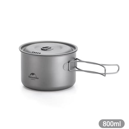 Titanium Camping Cookware Set - Foldable Pot, Frying Pan, Cup, and Utensils