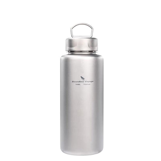 Titanium Wide Mouth Sports Bottle with Hook - Lightweight Gym, Camping, and Outdoor Drinkware