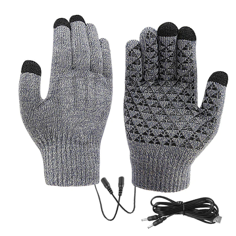 USB Rechargeable Heated Knitted Thermal Gloves