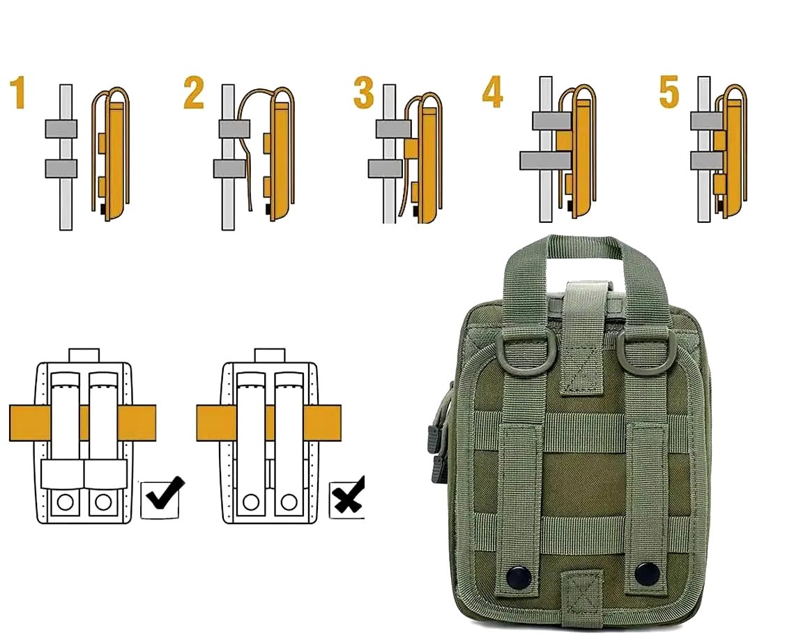 16Pcs IFAK Tactical Molle Bag Survival First Aid Kit for Emergency Rescue Outdoor Camping Hiking Sports Portable