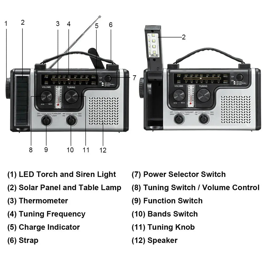 Oxridge Multi-Function Emergency Hand Crank Solar Radio