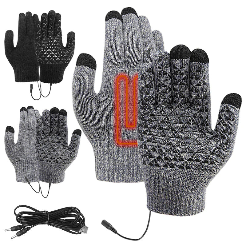 USB Rechargeable Heated Knitted Thermal Gloves