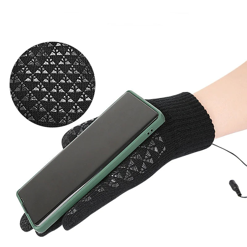 USB Rechargeable Heated Knitted Thermal Gloves