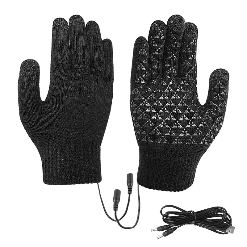 USB Rechargeable Heated Knitted Thermal Gloves