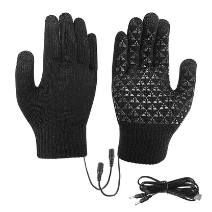 USB Rechargeable Heated Knitted Thermal Gloves