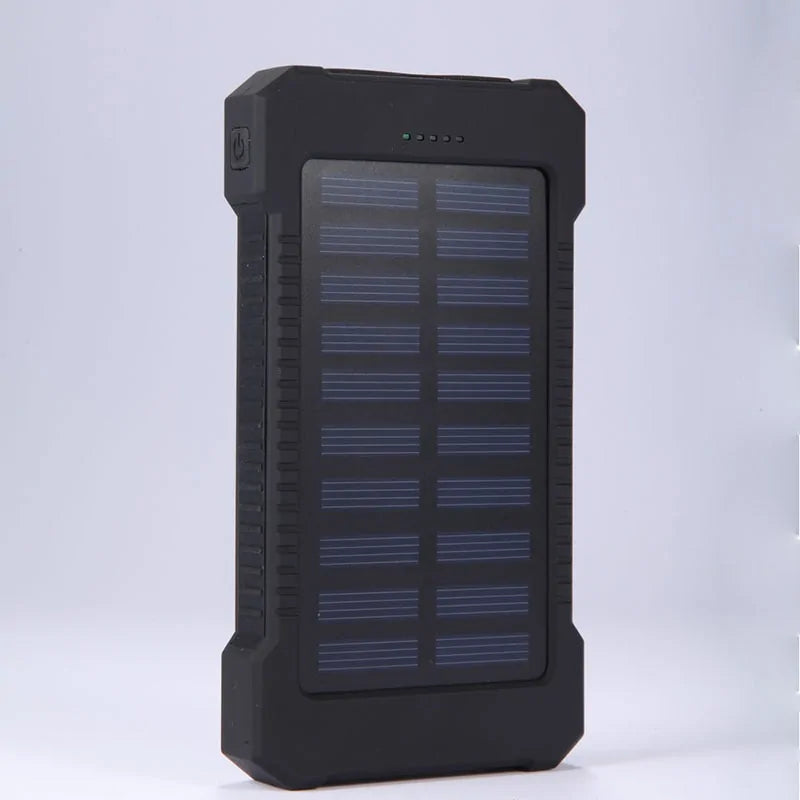 Waterproof Portable Solar Power Bank – Dual USB Charging with LED, SOS, and Compass