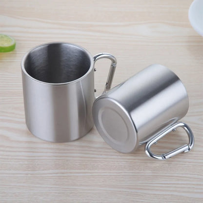 Stainless Steel Camping Cup with Carabiner Hook