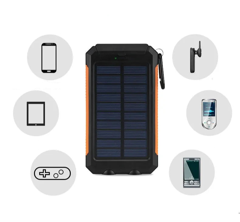 Waterproof Solar Power Bank 20000mAh - Portable Charging for Adventure