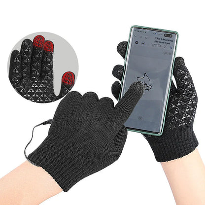 USB Rechargeable Heated Knitted Thermal Gloves