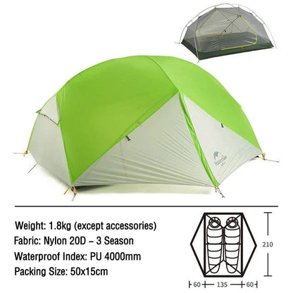 Ultralight 2-Person Camping Tent – Mongar Double-Layer Waterproof 3-Season Tent