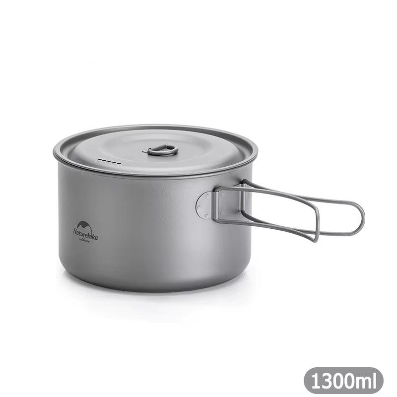 Titanium Camping Cookware Set - Foldable Pot, Frying Pan, Cup, and Utensils