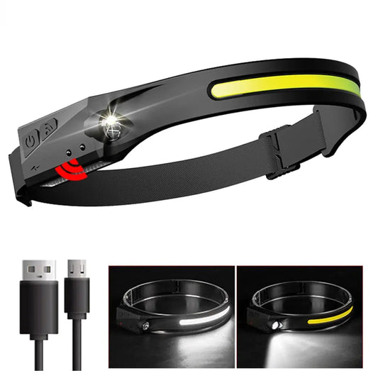 Rechargeable Induction LED Headlamp – Hands-Free, Bright, and Comfortable Lighting for Any