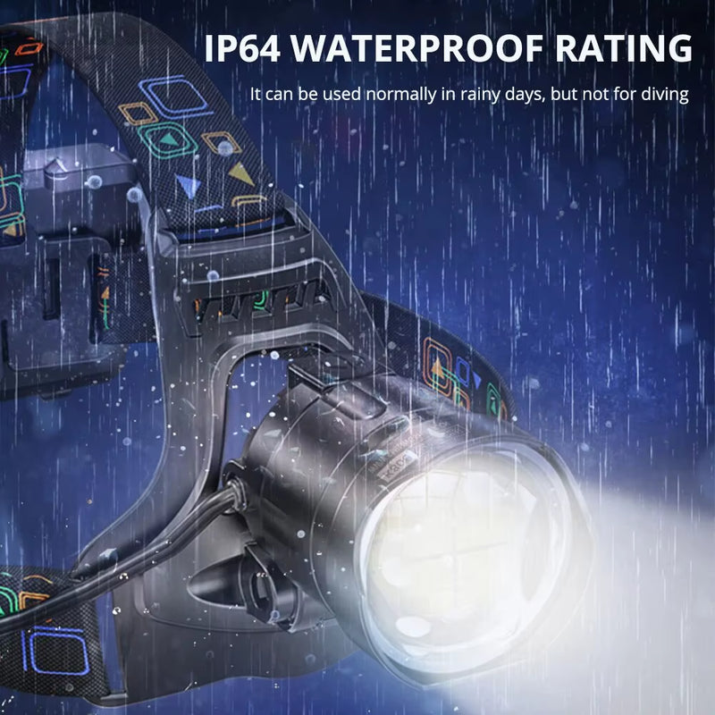 Load image into Gallery viewer,  Ultra-Bright XHP90 LED Headlamp - Waterproof, Power Display, Perfect for Hunting, Fishing, and Exploration
