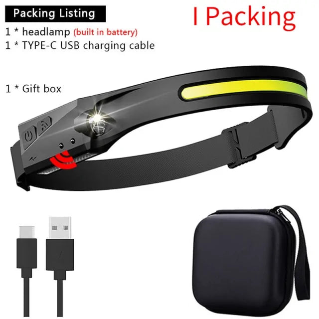 Load image into Gallery viewer, Rechargeable Induction LED Headlamp – Hands-Free, Bright, and Comfortable Lighting for Any
