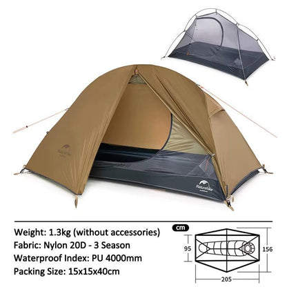 Ultralight 1-Person Camping Tent - 20D Waterproof Backpacking, Cycling, and Hiking Tent for Summer Outdoor Travel