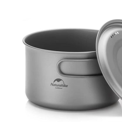 Titanium Camping Cookware Set - Foldable Pot, Frying Pan, Cup, and Utensils