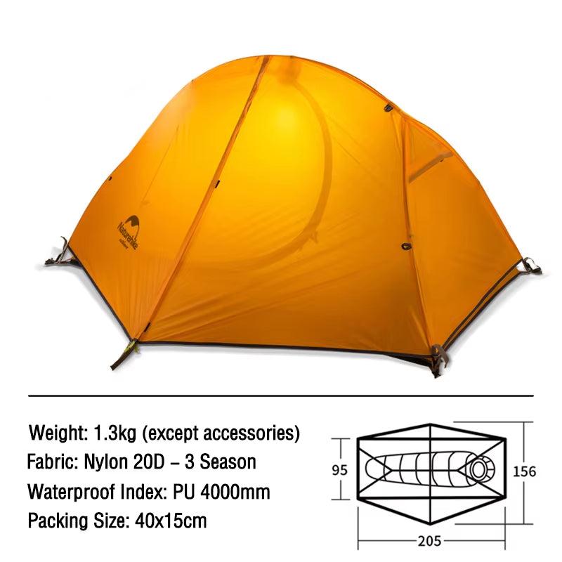 Ultralight 1-Person Camping Tent - 20D Waterproof Backpacking, Cycling, and Hiking Tent for Summer Outdoor Travel