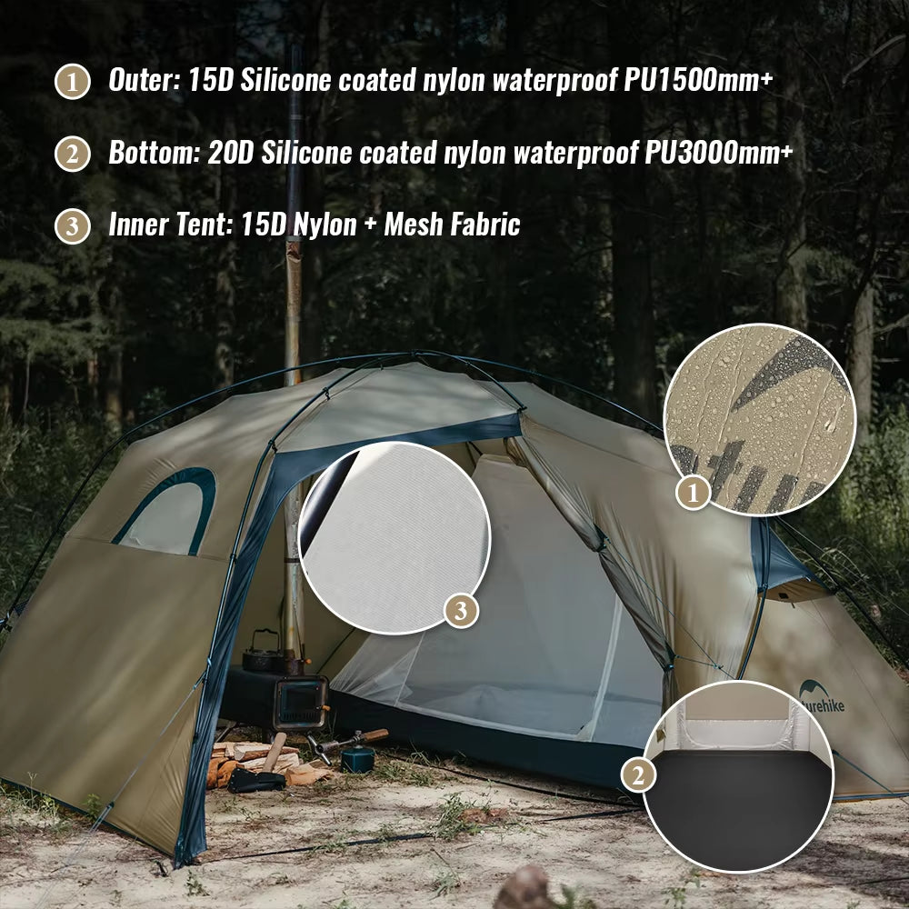 Valley 2-Person Camping Tent - 15D Ultralight Waterproof Backpacking and Hiking Tent with One Room and One Hall