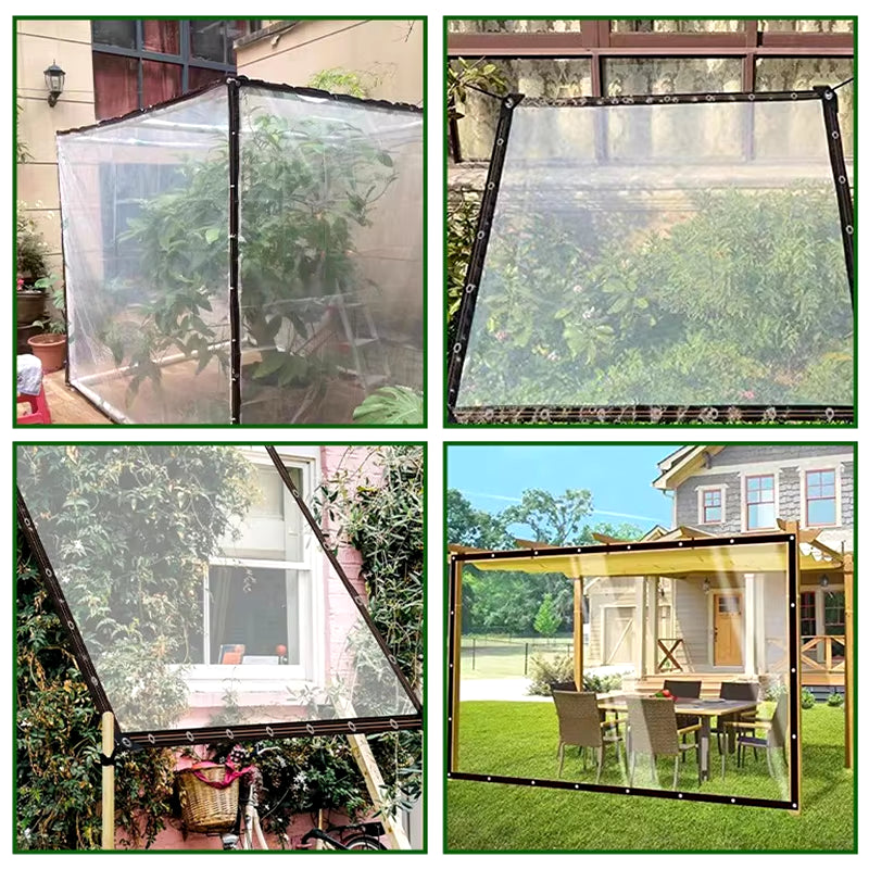 Transparent Rainproof Lightweight Waterproof Tarpaulin Thicken Plastic Insulation Shed Cloth Garden Plant Cover with Grommets