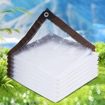 Transparent Rainproof Lightweight Waterproof Tarpaulin Thicken Plastic Insulation Shed Cloth Garden Plant Cover with Grommets