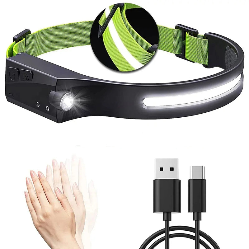 Load image into Gallery viewer, Rechargeable Induction LED Headlamp – Hands-Free, Bright, and Comfortable Lighting for Any
