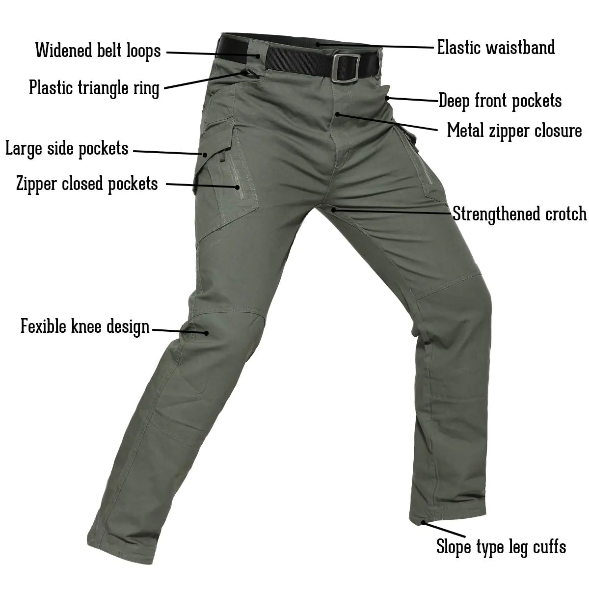 Oxridge Carwornic Men's Lightweight Tactical Hiking Pants - Cotton Outdoor Military Cargo Trousers, Army Green, 32W x 30L